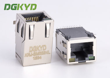 Metal o jaque magnético protegido de SMT CAT5 rj45 do conector do PWB RJ45, diodo emissor de luz de G/Y