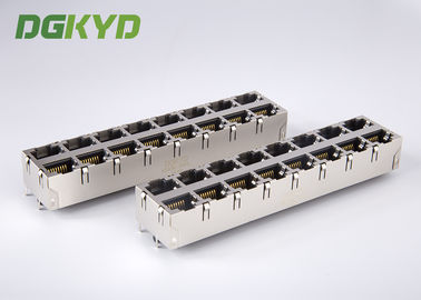 Empilhe o conector fêmea 0811-2X8R-19-F RoHS dos ethernet da entrada da parte superior do porto do RJ45 Jack 2X8