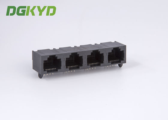 unshielded 4 position rj45 lan jack, tab up, without transformer