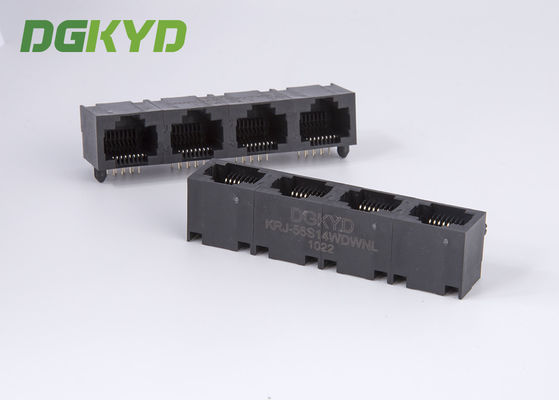 unshielded 4 position rj45 lan jack, tab up, without transformer