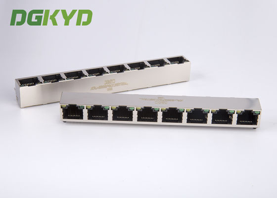 China factory shield 1X8 ganged rj45 ethernet port jack without discrete transformer