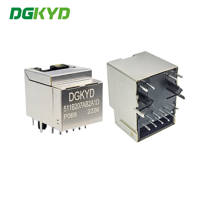 DGKYD511B207AB2A1DP068 180 Degree Notched RJ45 Connector Ethernet Filter POE 6U Network Interface
