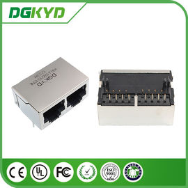 90 Degree Side Entry 2 Port RJ45 Modular Jack Without Transformer ,Tap down 21.3mm