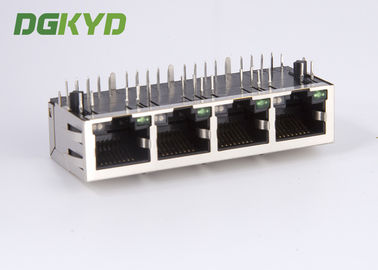 1 X 4 Port RJ45 Multiple Port Connectors Integrated Magnetics 100 Base-Tx