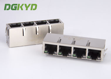 1 X 4 Port RJ45 Multiple Port Connectors Integrated Magnetics 100 Base-Tx