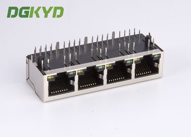 1 x 4 quad port gigabit ethernet magnetics jack RJ45 connector G/Y LED RoHS compliance
