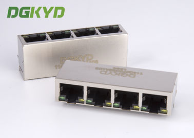 1 x 4 quad port gigabit ethernet magnetics jack RJ45 connector G/Y LED RoHS compliance