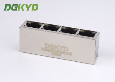 1 x 4 quad port gigabit ethernet magnetics jack RJ45 connector G/Y LED RoHS compliance
