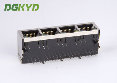 1 x 4 quad port gigabit ethernet magnetics jack RJ45 connector G/Y LED RoHS compliance