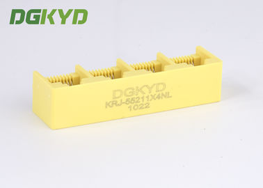 Yellow plastic housing 1X4 Multi Port RJ45 connectors ethernet female socket