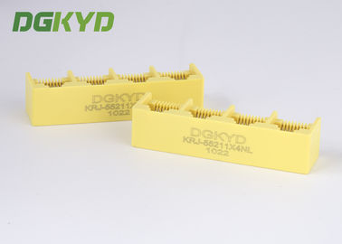 Yellow plastic housing 1X4 Multi Port RJ45 connectors ethernet female socket