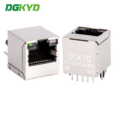 RJ45 vertical connector Gigabit industrial grade Ethernet port with light and shielding DGKYD511Q070AH6A8D