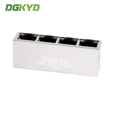 KRJ-415GYZHNL quad cell RJ45 connector 100Mbps integrated filter industrial network port socket