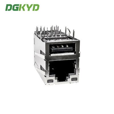 RJ45+USB2.0 network connector with light and shielding interface socket DGKYD611U2Q008DF5WD