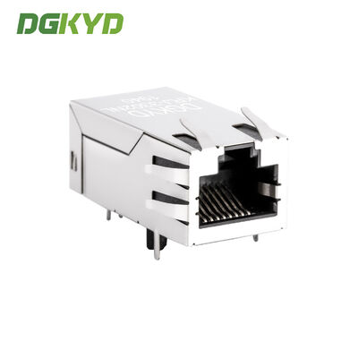 Customized 1000M 33.0mm Single Port 6 Pin Rj45 Connector with Transformer / Leds KRJ-3302NL