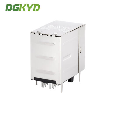 100 Base-T Stacked 2 Port RJ45 Jack Module With Magnetic Right Angle Ethernet Filter