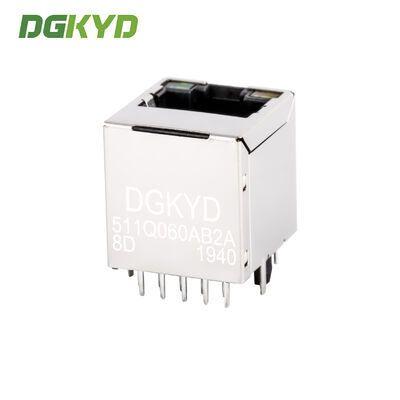 Vertical Gigabit Integrated Filter Single Port RJ45 Shielded Connector Ethernet RJ45 Connector for PCB Mount