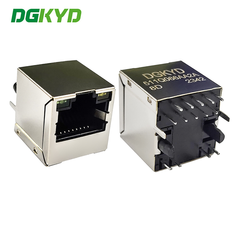 DGKYD511Q066AA2A8D Vertical RJ45 Connector 180 Degree Direct Insertion Gigabit Integrated Filter