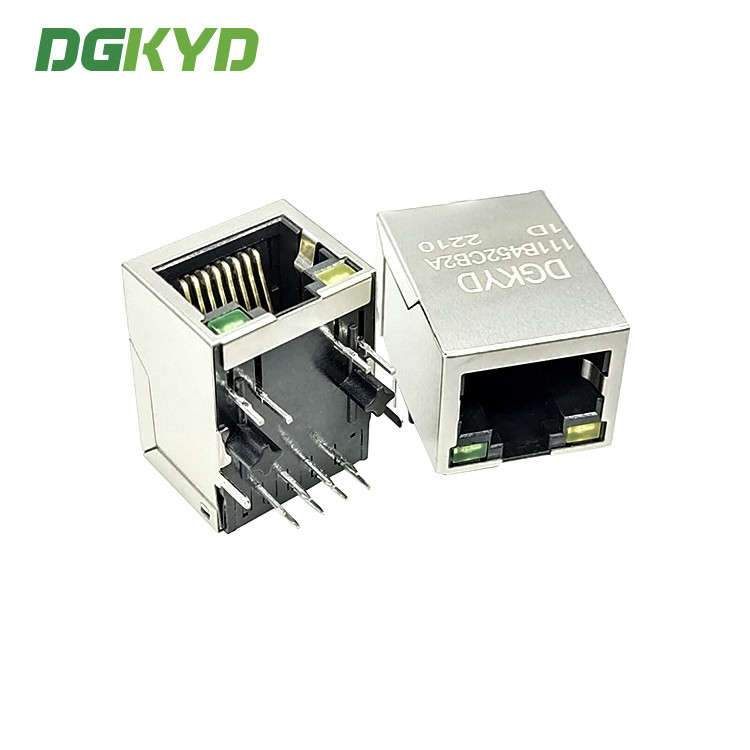 1X1 Single Port RJ45 100M Connector Ethernet Transformer 8P8C Network Socket With Shield And Light