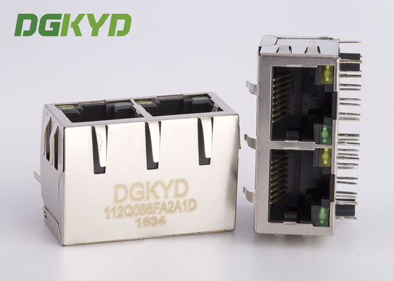 Soquete de Jack Rj 45 da conexão de cabo ethernet CAT6 com diodo emissor de luz 1000 BASE-TX de G/Y