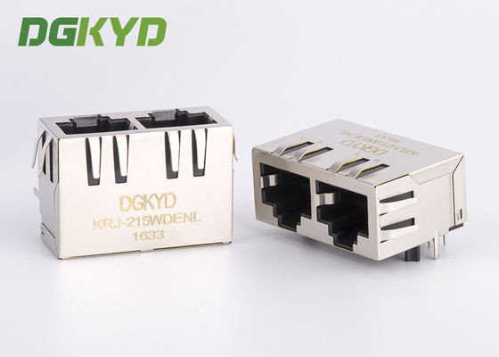 Conector trapezoide modular magnético de Tab Down Ganged Double Port Jack Cat 5e Rj45