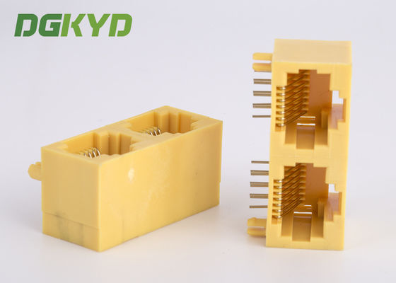 Plástico amarelo da entrada lateral de KRJ-56S1X2WDWKNL que abriga 2 RJ45 a rede portuária Jack