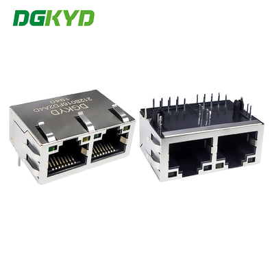 Conector de porta Ethernet RJ45 8P8C com blindagem de faixa de luz com tomada horizontal de porta dupla DGKYD212B016FD2A4D