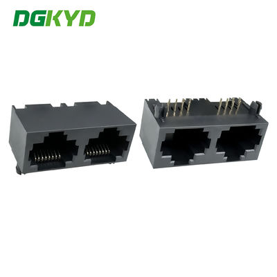 Rede RJ45 tomada feminina conector de porta de rede de plástico completo 8P8C dupla porta DGKYD561288IWA1DY1