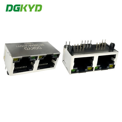 Interface horizontal RJ45 de pin redondo 1X2 porta de rede 8P8C com luz e blindagem DGKYD561288AB1A1DY1
