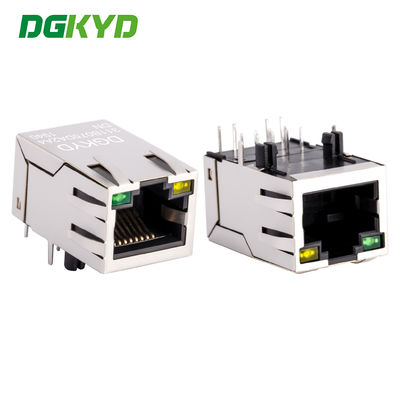 Conector de Rede RJ45 100Mbps Ethernet Integrado com Transformador, LED e Blindagem Metálica DGKYD311B075DA2A4DN