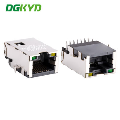 RJ45 de baixo perfil extra Conector de PCB cat5 Portão de rede RJ45 com magnéticos KRJ-CB009NL