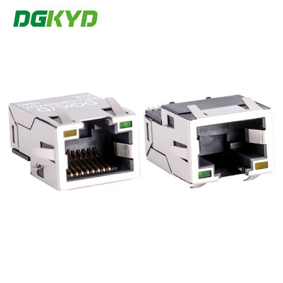 Portão único Tab Up Plate Gold RJ45 Ethernet Connector SMD Cat6 Extra Low Profile