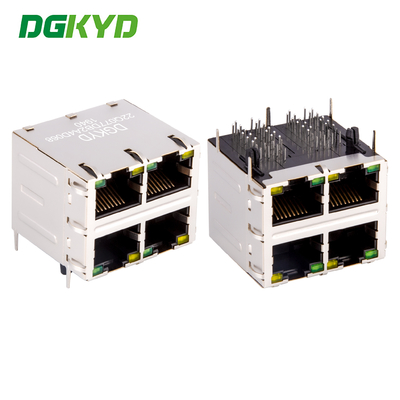 Escudo 2X2 Double Deck 4 Port 1000M Cat6 RJ45 Jack modular com filtro Ethernet DGKYD22Q077DB2A4D068