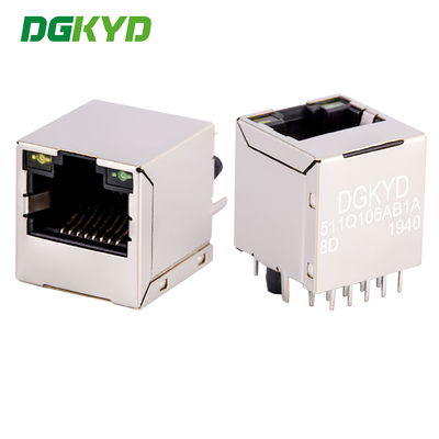 Conector RJ45 vertical de porta Ethernet de 180 graus Gigabit com filtro integrado DGKYD511Q106AB1A8D