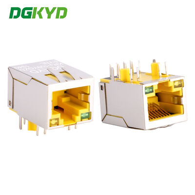 10/100 baseT RJ45 conector conector industrial Ethernet socket PCB com LAN Filtro para Adsl, caixa amarela KRJ-109YGZDEYNL