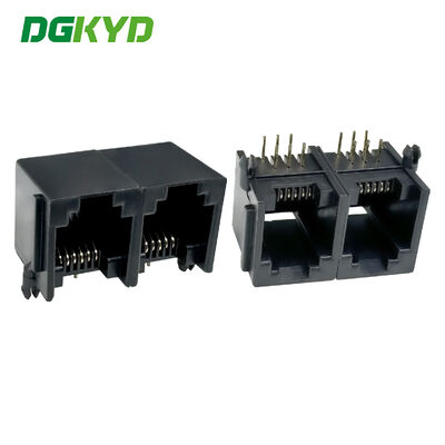 Interface de tomada feminina RJ11 Tomada de portas duplas Conector sem luz de plástico completo Portão Ethernet Industrial DGKYD5521E1266IWA1DY1