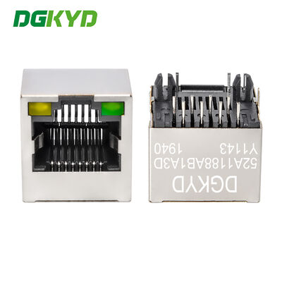 Conector de faixa de luz blindado RJ45 8P8C Soquete de malha vertical Conector de porta única DGKYD52A1188AB1A3DY1143
