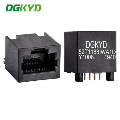 Interface de rede vertical RJ45 8P8C tomada de rede totalmente de plástico DGKYD52T1188IWA1DY1008