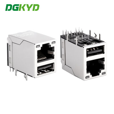 Conector RJ45 Gigabit RJ45+USB 2.0 com blindagem DGKYD611U2Q002DF3WD009