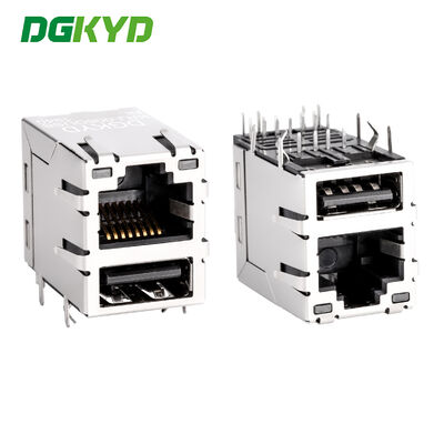 RJ45 com tomada USB 2.0 Gigabit conector de porta de filtro integrado de rede KRJ-008QUSBNL