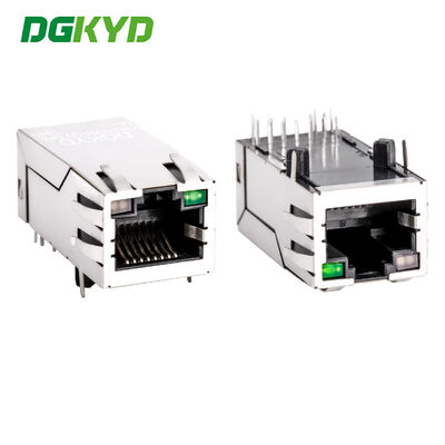 Conector Gigabit RJ45 com escudo de liga de cobre e revestimento em ouro para tomada de porta de rede