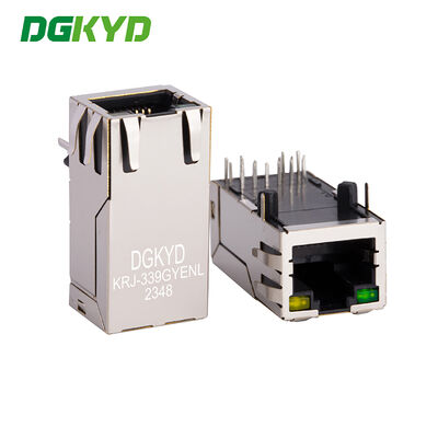 KRJ-339GYENL 8p8c Plug Single Port Gigabit Light Strip Shielded Communication Interface Socket de rede