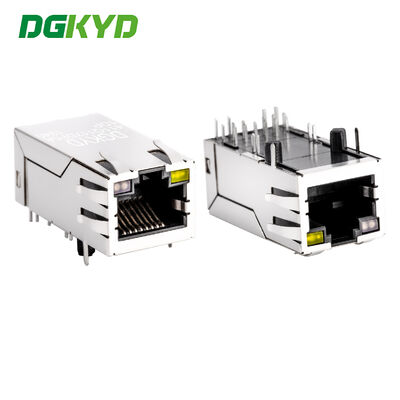 Diodo emissor de luz G/O/Y DGKYD411Q117DF5A1DP do conector dos ethernet do ponto de entrada 12 Pin Single Port RJ45 da faixa do gigabit