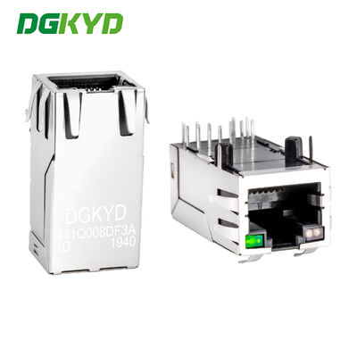 Conector de rede de filtros de porta única RJ45 com luz e blindagem PBT DGKYD411Q008DF3A1D