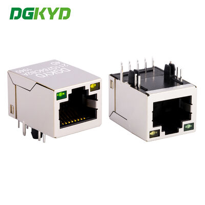 Conector Ethernet Gigabit RJ45 de nível industrial com magnéticos incorporados para redes de alto desempenho