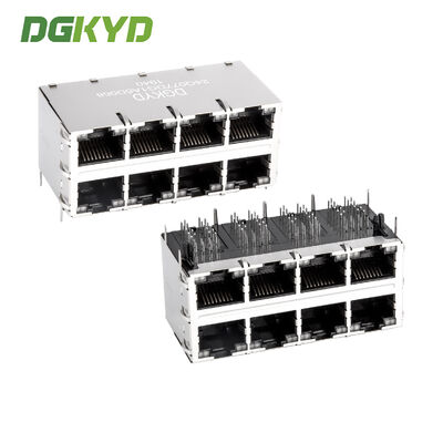 Conector RJ45 de duplo convés personalizado 2x4 com desempenho de velocidade Cat6 e montagem de entrada lateral