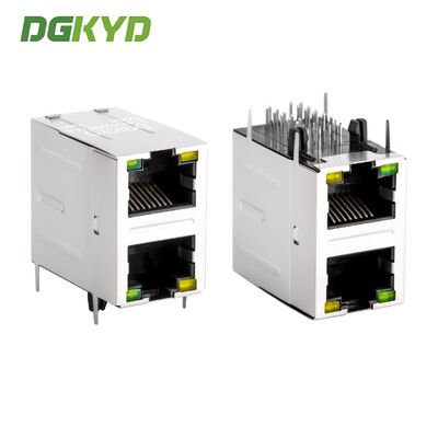 100 Base-T empilhado 2 Portes RJ45 Jack Module com filtro Ethernet de ângulo reto magnético