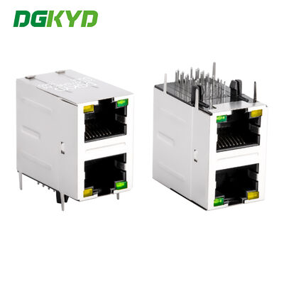 Conector RJ45 de porta dupla 2x1 1000BASE-T Gigabit Ethernet com filtro