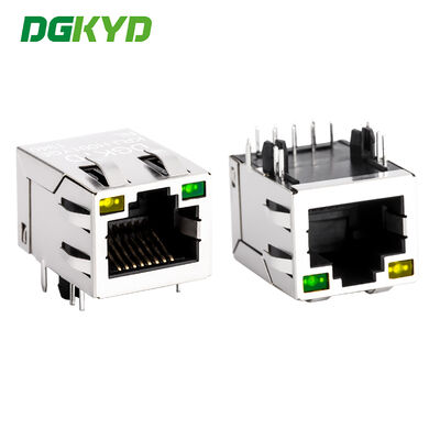 Entrada lateral Jack magnético RJ45 com LED para aplicações Ethernet de 100 Mb KRJ-H001YGENL