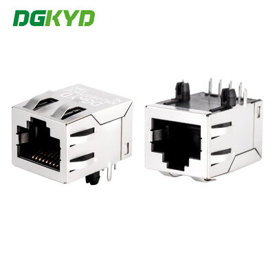 Conector PCB RJ45 de porta única blindado com transformador para Megabit Ethernet